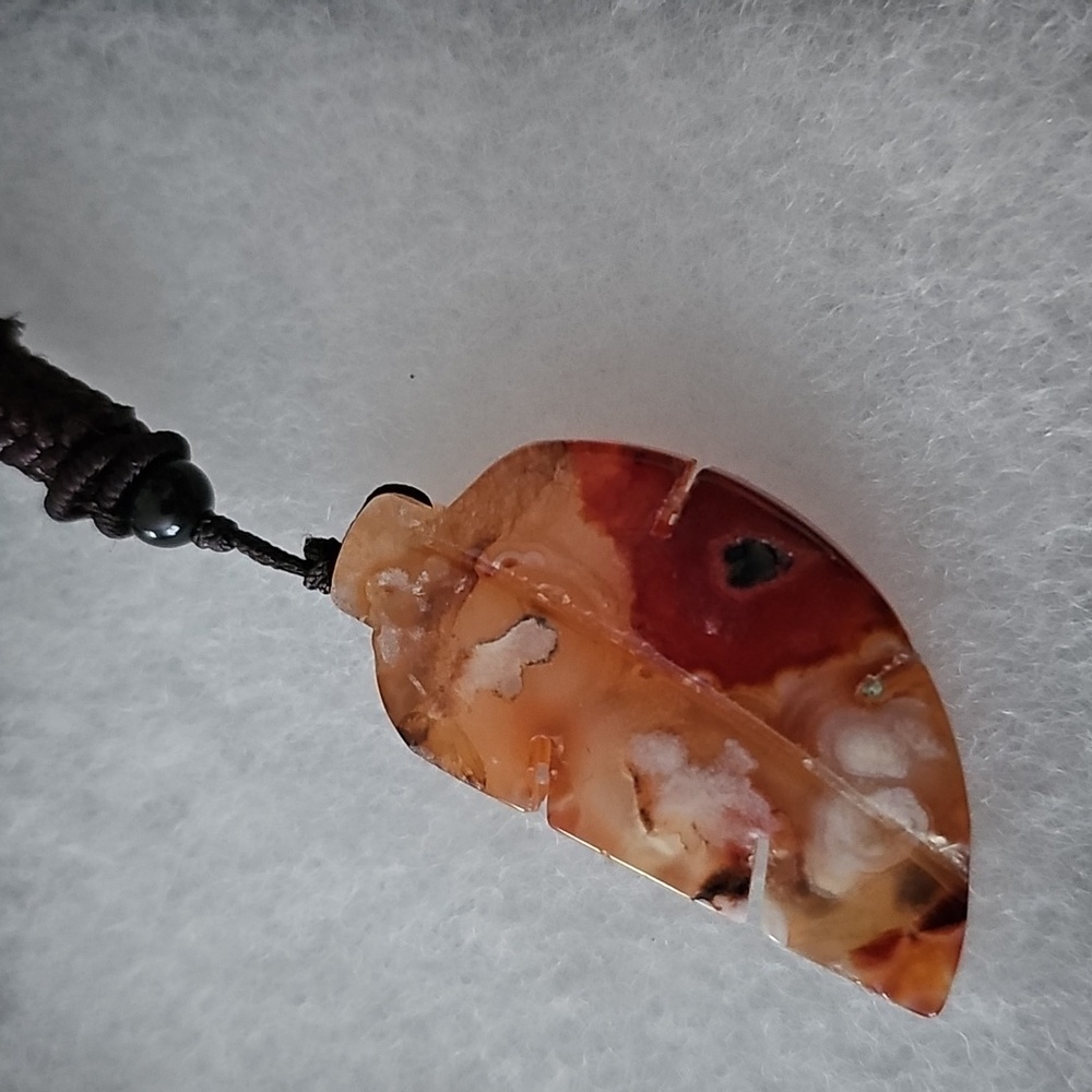 Carved Carnelian Leaf Necklace